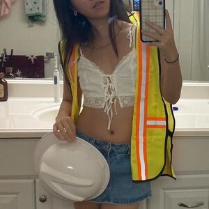 Construction vest and white hat for Halloween costume